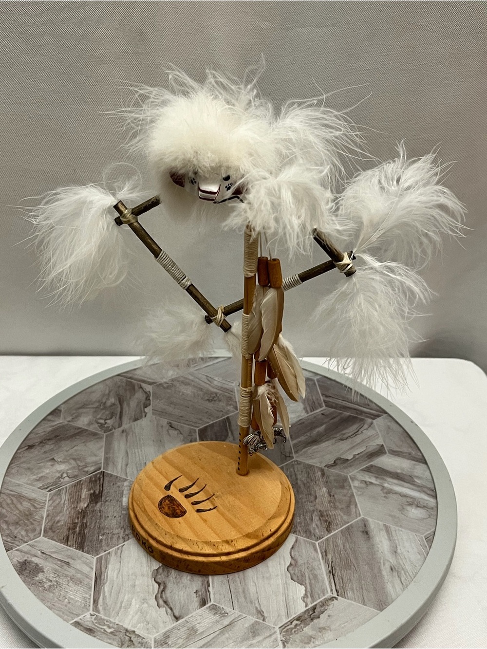 Native American Style Kachina Spirit Doll Feathered Handmade Figure 10” Tall